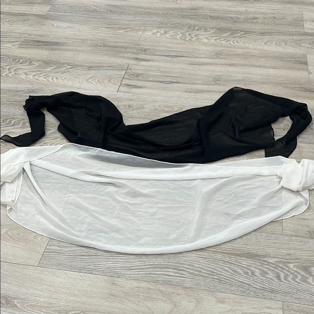 Black and White Sheer Tie up swim sarong - Picture 4 of 4